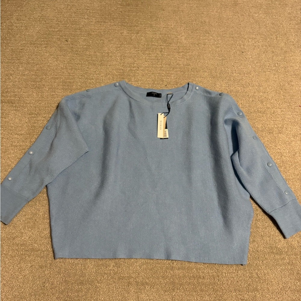 Tahari Sky Blue Knit Top
